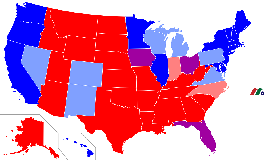 2020美国大选红蓝地图图片