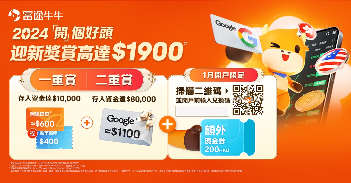 [2024]富途证券中国开户优惠：入金送谷歌GOOG+阿里BABA+HK$200现金券-图片3