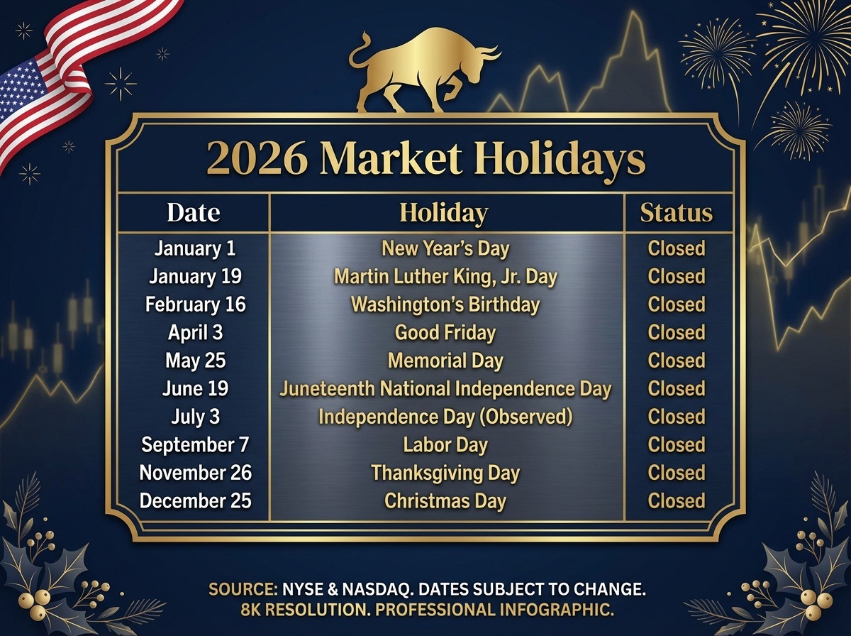 2026年美股休市安排日历：放假时间表 + 美股交易时间规则 | 美股之家 - 港股美股开户投资百科全书